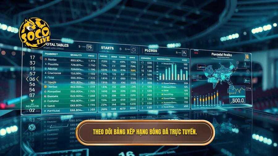 Theo dõi bảng xếp hạng bóng đá trực tuyến.